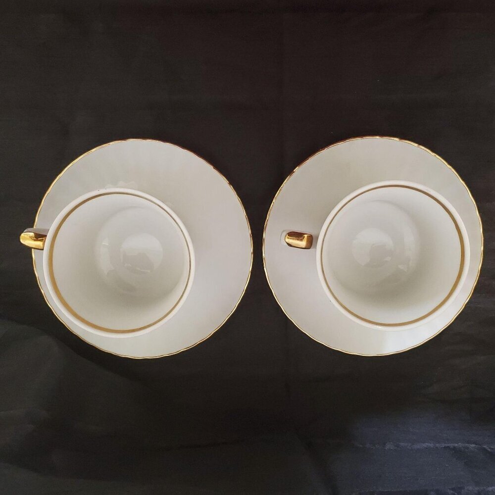 2 Winterling Bavaria Demitasse Cups Saucers Green Ivy Gold Trim Germany Vintage - Picture 6 of 8